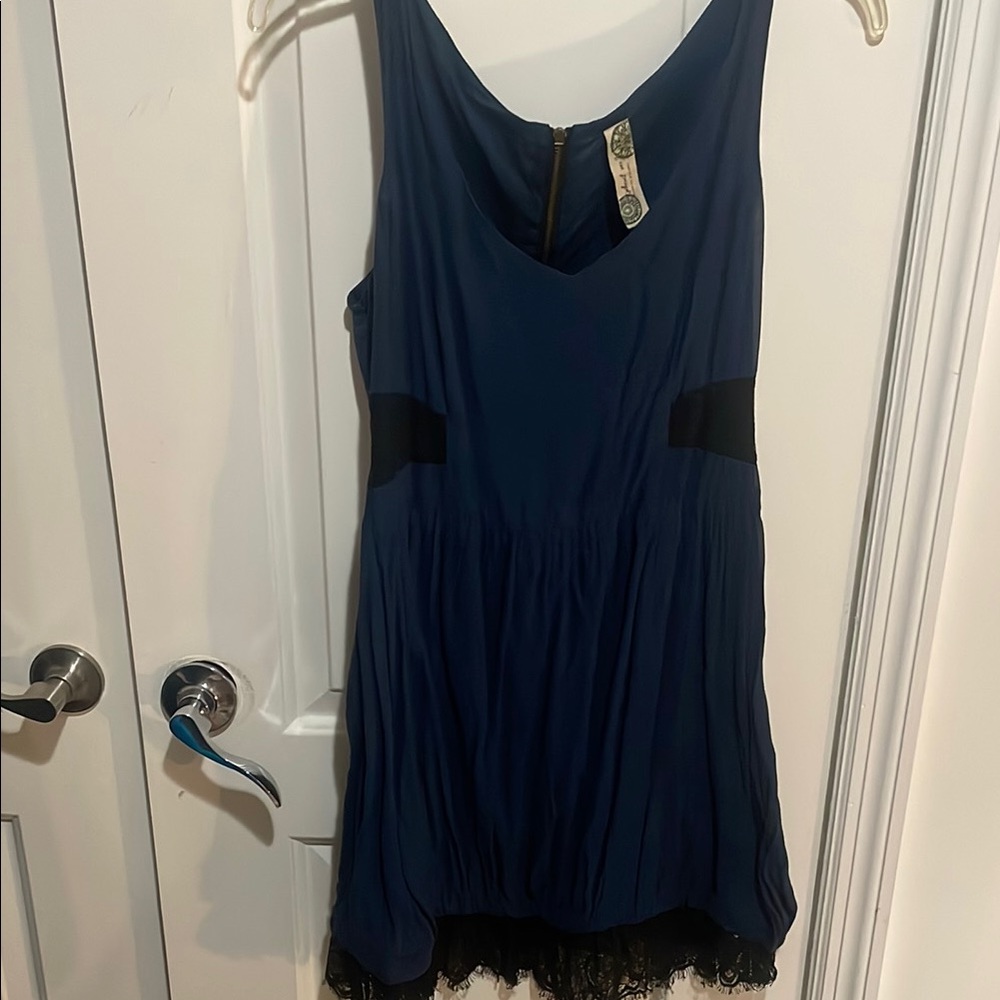 Free People Blue and Black Midi Dress